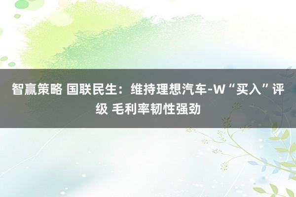 智赢策略 国联民生：维持理想汽车-W“买入”评级 毛利率韧性强劲
