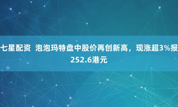 七星配资  泡泡玛特盘中股价再创新高，现涨超3%报252.6港元